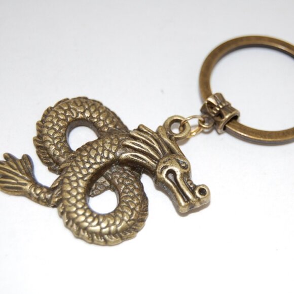 Dragon Keychain,Bronze Dragon Keyring,Fung Shui Dragon Keychain - Picture 2 of 2